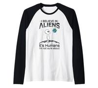 Alien Believer UFO Amante dello Spazio Extraterrestre Maglia con Maniche Raglan