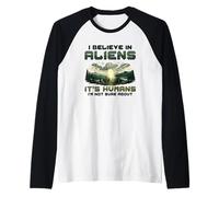 Alien Believer UFO Amante dello Spazio Extraterrestre Maglia con Maniche Raglan