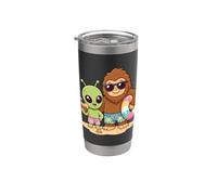Alien Bigfoot Spiaggia Vacanza Divertente Cryptid Amici Bicchiere termico in acciaio inox doppia parete