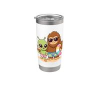 Alien Bigfoot Spiaggia Vacanza Divertente Cryptid Amici Bicchiere termico in acciaio inox doppia parete