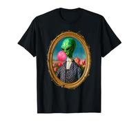 Alien Che soffia Bubble Gum Divertente Storico Spazio Ritratto Maglietta