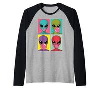 Alien Che soffia Bubble Gum Pop Art Graphic Maglia con Maniche Raglan