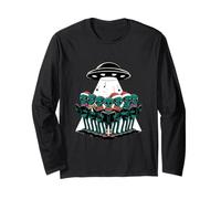 Alien Christmas Carolers Divertente UFO Sci-Fi Holiday Maglia a Manica