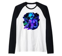 Alien Cyborg DJ Robot Record Techno Musica Cool Aliens Maglia con Maniche Raglan