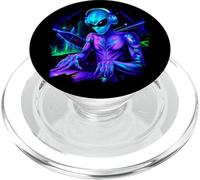 Alien Cyborg DJ Robot Record Techno Musica Cool Aliens PopSockets PopGrip per MagSafe