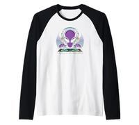 Alien DJ Giradischi - Musica Elettronica Humor Graphic Maglia con Maniche Raglan