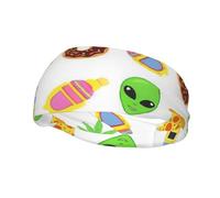 Alien Donut Pot Leaf Weedleaf Pizza White Alien Donut Pot Leaf Weedleaf Pizza White Space Alien Art Sports Sweatband Fashion Hairbands Athletic Elastic Hairband for Women Men