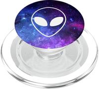 Alien Face Space Science Blu Viola PopSockets PopGrip per MagSafe