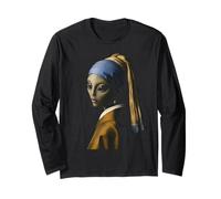 Alien Girl with a Pearl Orecchino Parodia Sci Fi Art Design Maglia a Manica