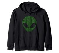 Alien Head Codice Binario Programmazione Scienza Nerd Felpa con Cappuccio