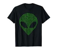 Alien Head Codice Binario Programmazione Scienza Nerd Maglietta