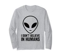 Alien Head Sci Fi Umorismo Grafico Sarcastico Spazio Visitatore UFO Maglia a Manica