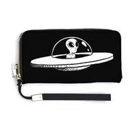 Alien in A Flying Saucer - Portafoglio lungo con cinturino da polso, sottile, porta carte di credito, per uomo e donna, Stile:, 20.0*10.5cm, MHXYZHW