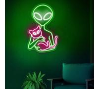 Alien Insegne al Neon Alieno Luce LED Alieno Gatto Luce al Neon Cat Segno al Neon Estetica Decorazione Della Stanza Vivaio Segno LED Personalizzato Insegna al Neon UFO