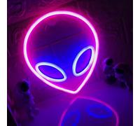 Alien Neon Sign Rosa e Blu Alien Decorazione Neon USB/Batteria Funzionamento Cool Aspetto Illuminazione Morbida Adatto per la Decorazione della Sala giochi dei Bambini