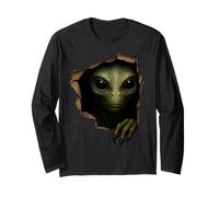 Alien Rettiliano Strappato Panno Divertente Extraterrestre Grafica 3D Maglia a Manica