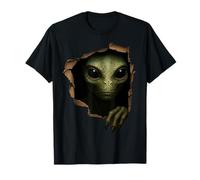 Alien Rettiliano Strappato Panno Divertente Extraterrestre Grafica 3D Maglietta