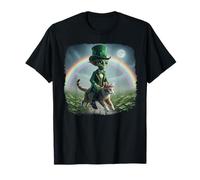 Alien Riding on Cat Unicorno Arcobaleno St Patricks Day Caticorn Maglietta