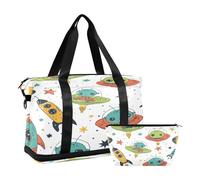 Alien Rocket Borsone da viaggio impermeabile palestra sport Tote Bag Carry On Weekender Bag con scomparto, Razzo Alieno, Taglia unica, Borsone da viaggio