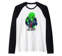 Alien Rockstar Divertente Marziano Spazio Sci Fi Invasione Maglia con Maniche Raglan