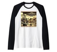 Alien Samurai Guerriero Invasione Dischi Volanti Maglia con Maniche Raglan