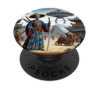 Alien Samurai Guerriero Invasione Dischi Volanti PopSockets PopGrip Adesivo