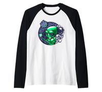 Alien Selfie Snap per Astronomo Insegnante Spazio Fan Maglia con Maniche Raglan
