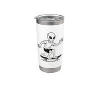 Alien Skateboarding Divertente UFO Extraterrestre Fantascienza Design Bicchiere termico in acciaio inox doppia parete