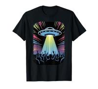 Alien Spaceship Beaming EDM Musica e tifo Fan Maglietta