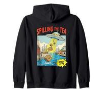 Alien Spilling The Tea Since 1773 Storia Uomini Donne Felpa con Cappuccio