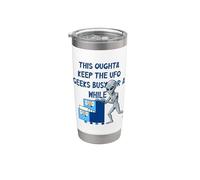 Alien Spingere Top-Secret UFO File Divertente Sci Fi Grafica Bicchiere termico in acciaio inox doppia parete