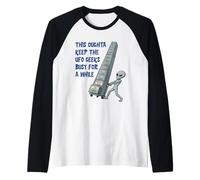 Alien Spingere Top-Secret UFO File Divertente Sci Fi Grafica Maglia con Maniche Raglan