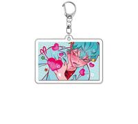 Alien Stages Till＆Ivan Portachiavi Alien Stages Cosplay Carino Ciondolo Cuore Tema Acrilico Figura Keychain Decorazioni (A)