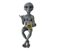 Alien Statue - 6 Inch Alien Extra Terrestrial Statue | Novelty Allien Figurine - Decorative Resin Allien Drinking Beer Desktop Collectible For Home Garden Bedroom Shelf Office Funny Display Use
