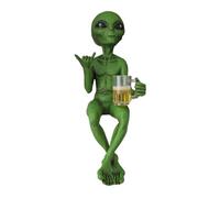 Alien Statue, Beer Drinking Figurine, Resin Novelty Desktop Decor, Funny Shelf Sculpture, Bedroom Garden Decoration for Outdoor, Desk Display, Collectible Ornament, Kids, Teens, Adults, Home, Green