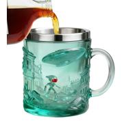 Alien Teebecher 200 ml - 3D Reliefgeprägtes Lustiges Getränk| 200 ml 3D Becher Mit Außerirdischem Relief - Originale Kaffeebecher mit Edelstahlrand,Für Zuhause Reisen Arbeit Pause Morgen Abend