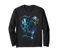 Alien UFO Abduction Incontro Cosmico Sci-Fi Mistero Grafico Maglia a Manica