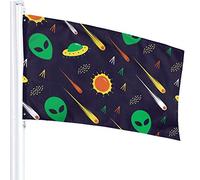 Alien Ufo Comet Invasion Star Flag 3x5 Ft Outdoor Double Sided 100% Polyester Duty Durable Flags With Preset Hole For Home Office Garden Holiday Decorations