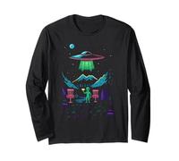Alien UFO Disc Golf Player Sport Space Frisbee Game Lover Te Maglia a Manica