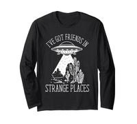 Alien UFO Humor Amici in Strani Luoghi Extraterrestri Maglia a Manica