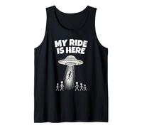 Alien UFO My Ride Is Here Funny Flying Saucer Men Women Kids Canotta