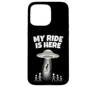 Alien UFO My Ride Is Here Funny Flying Saucer Men Women Kids Custodia per iPhone 15 Pro Max