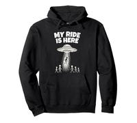 Alien UFO My Ride Is Here Funny Flying Saucer Men Women Kids Felpa con Cappuccio
