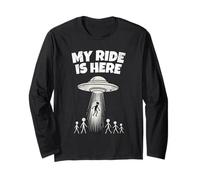 Alien UFO My Ride Is Here Funny Flying Saucer Men Women Kids Maglia a Manica