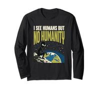 Alien UFO Space No Humanity Extraterrestre Maglia a Manica