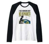 Alien UFO Space No Humanity Extraterrestre Maglia con Maniche Raglan