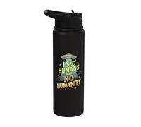 Alien UFO Space No Humanity Extraterrestre Stainless Steel Insulated Water Bottle