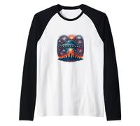 Alien UFO Space Ship Fuochi d'artificio Patriottici Vacanze America Maglia con Maniche Raglan