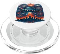 Alien UFO Space Ship Fuochi d'artificio Patriottici Vacanze America PopSockets PopGrip per MagSafe