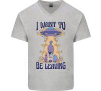 Alien UFO Voglio Andare Via Maglietta In Cotone A V Collo Per Uomo